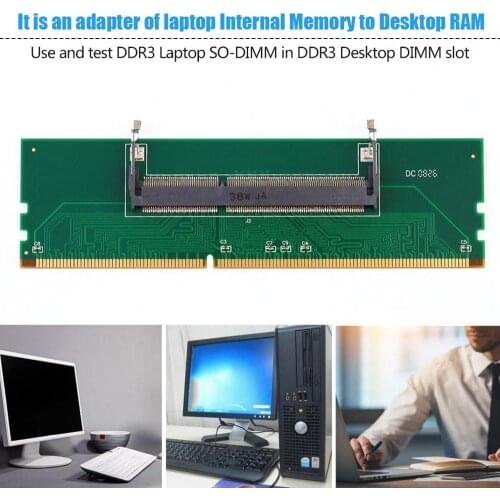 Professional DDR3 Laptop SO-DIMM to Desktop DIMM Memory RAM Connector Desktop Adapter Card Memory Tester Green