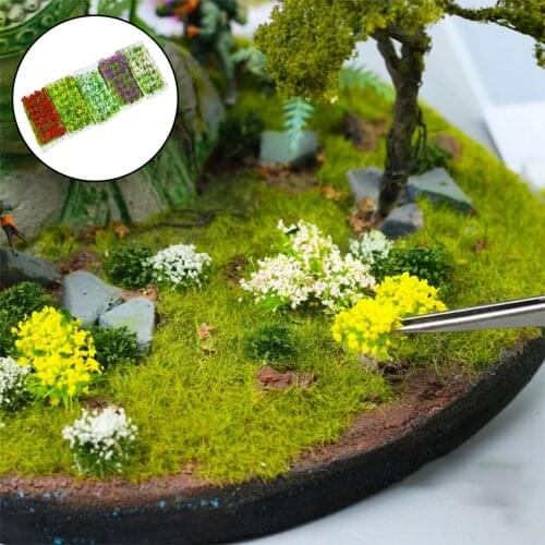 Realistic 28pcs DIY Miniature Flowers Mini Static Model Railroad Garden Micro Landscape Building Materials Layout Scenery