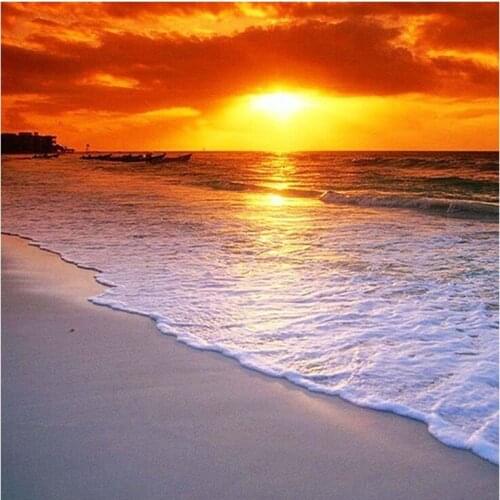 SHANSHIYOUPIN Diamond Embroidery Sale Sunset Scenery Cross Stitch Diamond Painting Beach Crystal Full Round Diamond Sets DIY