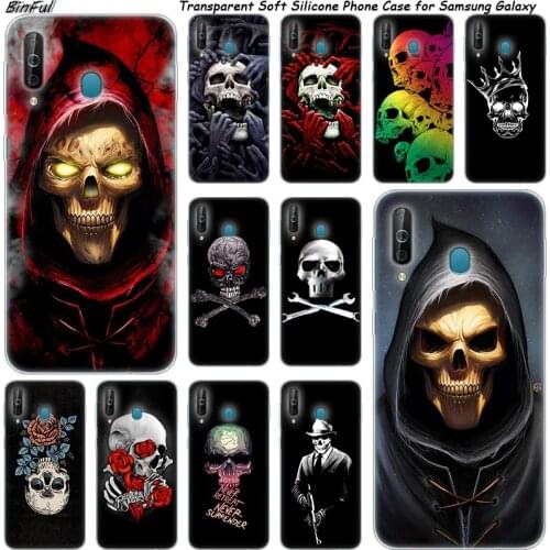 Death Skull Silicone Phone Case For Samsung Galaxy A80 A70 A60 A50 A40 A40S A30 A20E A2CORE M40 Note 10 Plus 9 8 5 Fashion Cover
