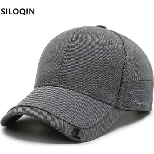 SILOQIN Adjustable Size Cotton Baseball Caps For Men New Spring Snapback Cap ins Trend Casual Sports Cap Tongue Cap Black Hat