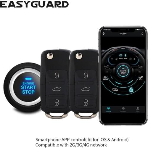 EASYGUARD GSM GPS Phone IOS Android 4G 3G 2G Keyless Entry System Engine Start Stop Remote Engine Start GPS Alarm System DC12V