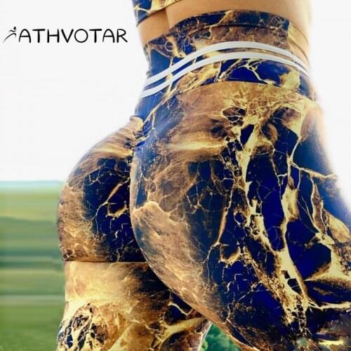 ATHVOTAR Sport Leggings Printed High Waist Hip Lift High Elasticity Yoga Pants Running Fitness Quick Dry Yoga Clothing