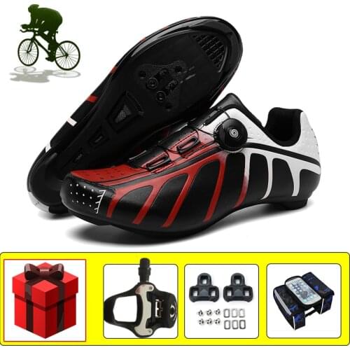 Unisex Cycling Shoes Road Sapatilha Ciclismo Self-locking Breathable Bicycle Riding Sneakers Add Pedals Wear-resistant Footwear