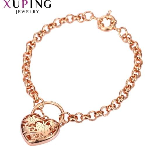 Xuping Fashion Bracelet New Arrival Elegant Women Heart Bracelets Rose Gold Color Lower Price Top Quality Jewelry 74553