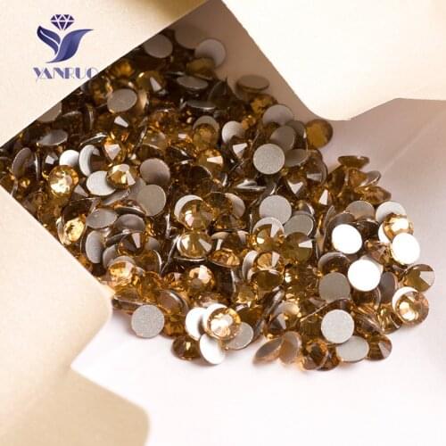 YANRUO 2058NoHF SS16 1440Pcs Light Colorado Topaz Glass Rhinestones Non HotfFix Crystal flat back rhinestones For Bags Shoes