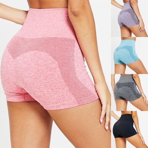 Women High Waist Fitness Biker Shorts Hip-Lifting Seamless Shorts Women Push Up Elastic Sports Workout Shorts Skinny Leggings