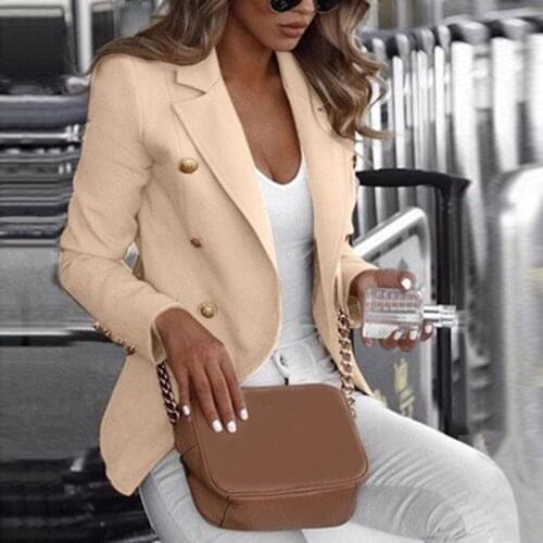 Spring and Autumn Button Ladies Suit Workwear Slim Double-breasted Lapel Long Sleeve Office Formal Suit Small Suit Large Size