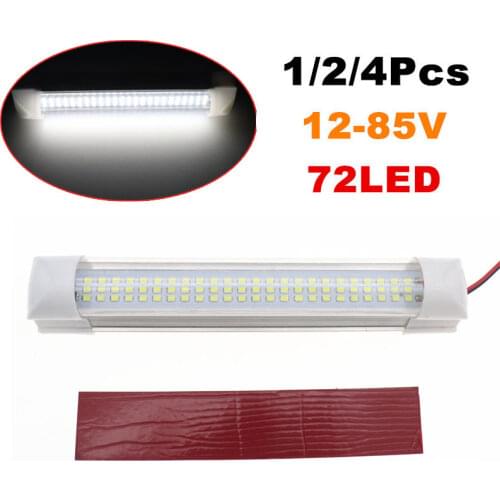 10-85V 72 LED Vehicle Interior Strip Light Bar ON/OFF Switch Car Van Caravan Boat Truck Trailer Lamp For Outdoor Camping Home