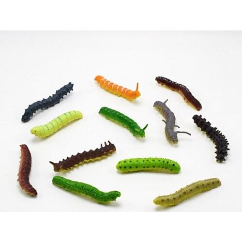12 Pcs Funny Prank Toys Multi-Color Plastic Halloween Gift Kids Toys Caterpillars Models Lovely Wiggly Bugs Tricky Worms Toys