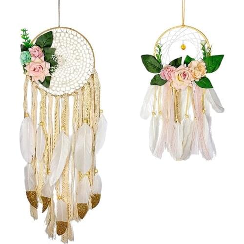 2 Pcs Boho Dream Catchers Handmade Dreamcatchers Flowers Macrame Dream Catcher Wall Hanging Decoration