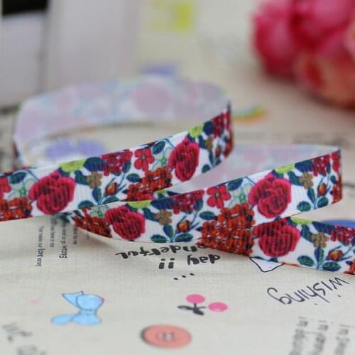 3/8'' Free shipping roser printed grosgrain ribbon hair bow diy party decoration wholesale OEM 9mm B302