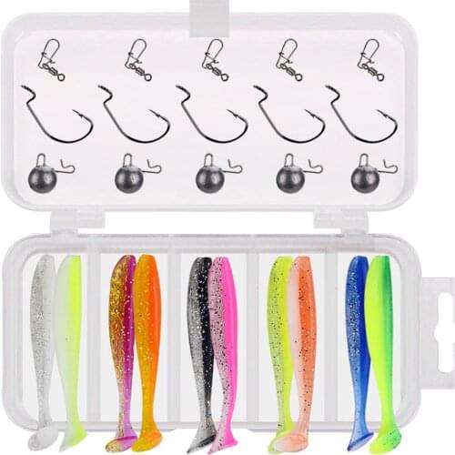 30Pcs/Box Soft Silicone Fishing Lure Rubber Worm Grubs T Tail Artificial Bait Suit For Fishing Baits Shad Wobblers Salt Hook