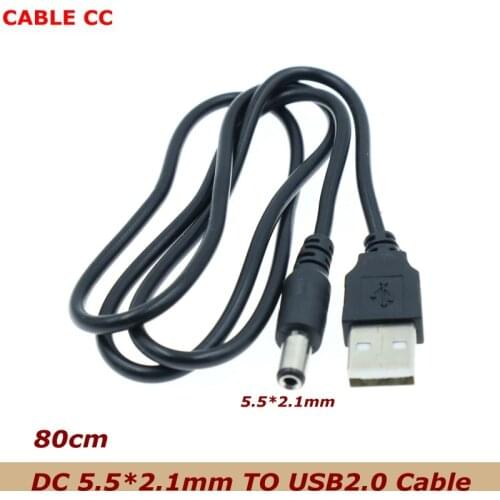 80cm Black USB 2.0 Port 5V 5.5*2.1mm DC Barrel Power Cable Connector For Small Electronics Devices usb extension cable