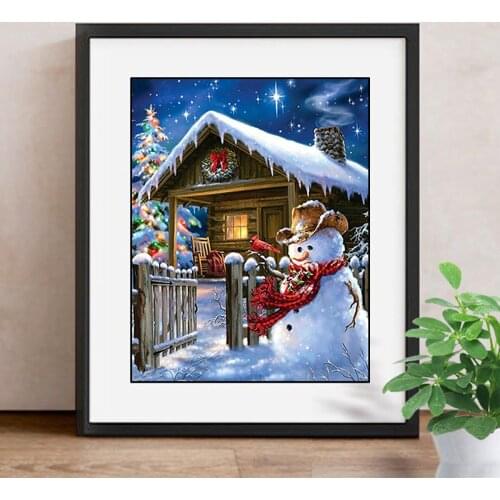 Diamond Painting"Landscape"Picture Rhinestones,Diamond Embroidery Snowman Cross Stitch Hobby Mosaic Christmas Decorations
