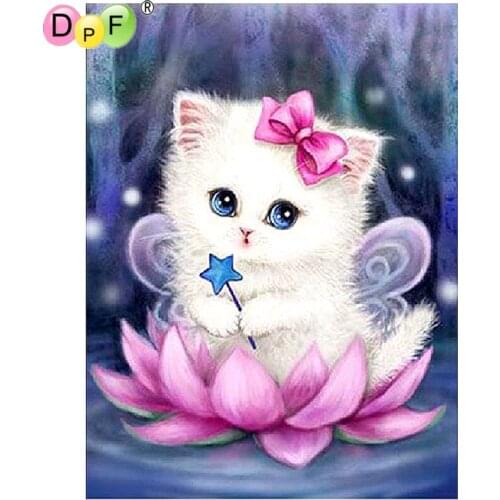 DPF diamond embroidery Cute is a white cat diamond painting cross stitch crafts diamond mosaic full square needlework home decor