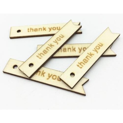 50pcs Natural Wood Thank you Tags Crafts Chips Discs Home Ornament Decorations Scrapbooking 60x12mm