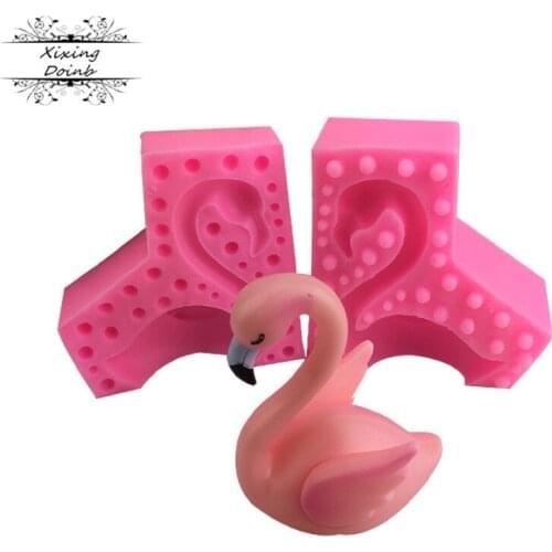 Large 3D Flamingo shaped soft sugar silicon mold candle chocolate soap mold wedding cake decoration Kitchen Baking