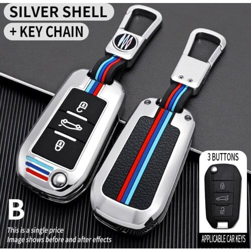 Zinc Alloy Car Flip Key Case Full Cover Holder For Peugeot 3008 208 308 508 408 2008 307 4008 For Citroen C4 C4L CACTUS C3 C5 C6