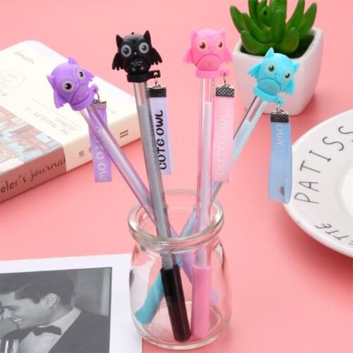 36 pcs/lot Kawaii Owl Pendant Gel Pen Cute 0.5mm black Ink Signature Pens Promotional Gift Office School Supplies