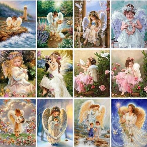 Huacan Full Drill Diamond Painting Angel Mosaic Kids Farmhouse Home Decor Embroidery Handicraft Diamond Art