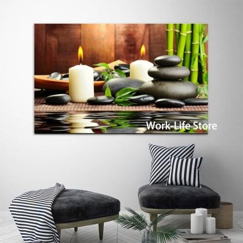 ZEN Stone Bamboo - Buddhism Canvas Painting Buddhism Wall Pictures For Living Room Religious Posters Wall Decor