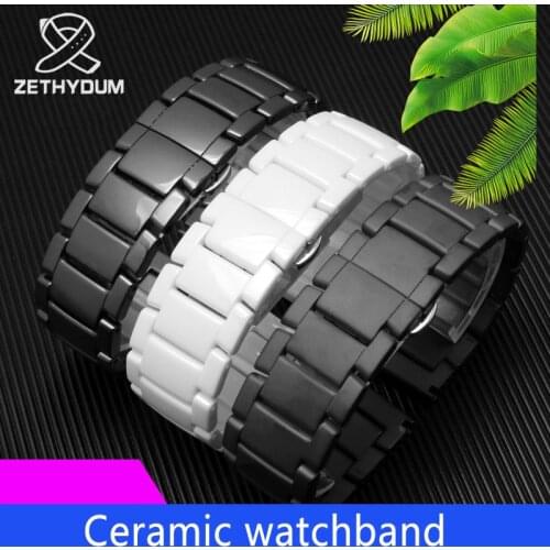 Ceramic watchband for AR1507/1509/1499/1895 Samsung Galaxy watch S3 gear 46mm watch bracelet 22mm matte polished