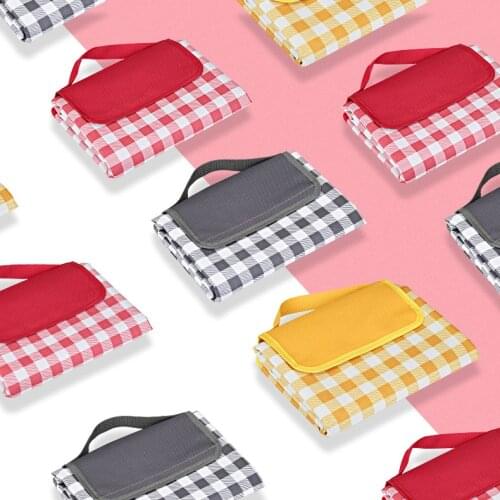 Waterproof Oxford Cloth Pvc Large Size 2 Meters Picnic Mat Portable Folding Checkered Printed Beach Mat Picnic Mat Camping