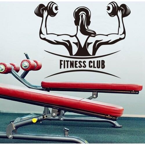 Creative Fitness Club Wall Sticker Gym Decoration Fitness Sports Wall Decal Decor Girl Fitness Mural Wallpaper 3A20