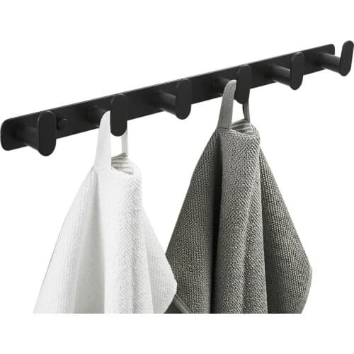 Leyden Towel Hook Bathroom Four Robe Hooks Stainless Steel,Black Coat Hat 6 Hanger Wall Hooks Heavy Duty Round Holder