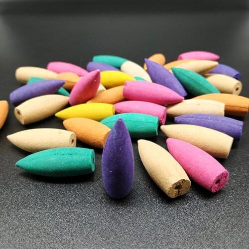Mix 20pcs 50pcs Big 3.5cm Natural Smoke Cone Backflow Incense Yoga Meditation Reflux Tower Incense Rose Sandalwood Bullet Scent