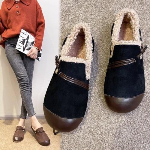 Moccasin Shoes Women Female Footwear Round Toe Loafers Fur Slip-on Casual Sneaker Shallow Mouth Moccasins Winter Dress Big Size