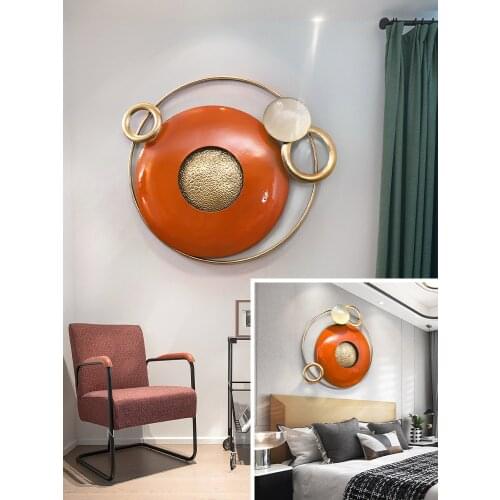 Nordic Luxury Wrought Iron Wall Sticker Ornaments Feng shui Club Lobby Wall Hanging Crafts Home room 3D Wall Mural Decoration