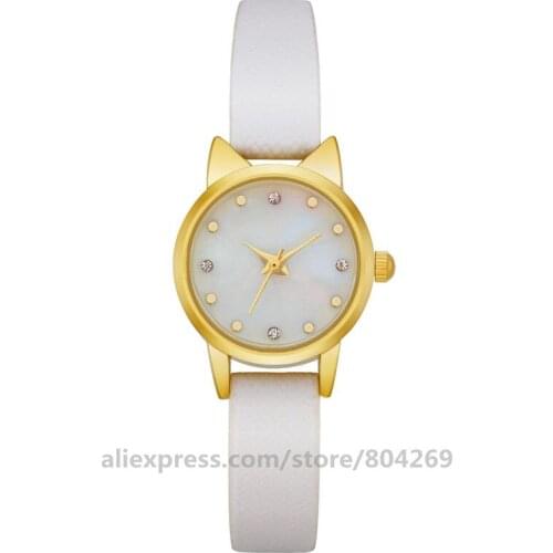 New Arrival Lovely Cat Design Leather Wristwatch Women Delicate Quartz Women Steel Mesh Dress Watch Hot Selling