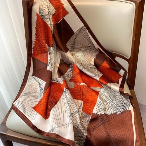 New fashion small square scarf female Line art printed multifunctional Decorative summer sunscreen scarf Headband tyin gift