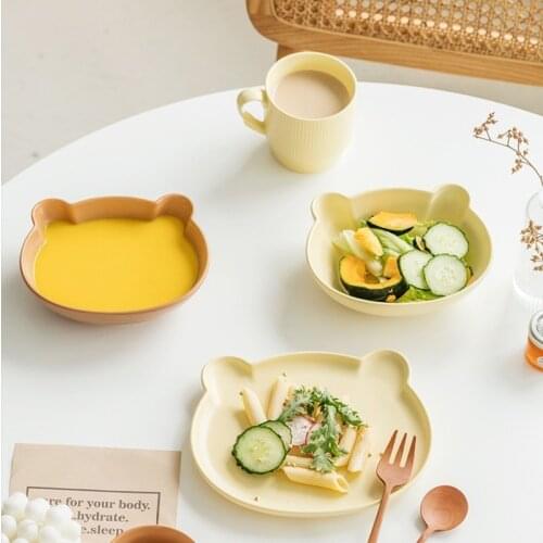 New Product Milk Tea Color Ceramic Cute Bear Bowls Korean Hot-selling Tableware Dining Restaurants Homestays Cafes Plates
