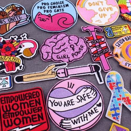 Girl Power Patch Embroidered Patches On Clothes DIY Women Patch Iron On Patches For Clothing Stickers Decor Badges On backpack