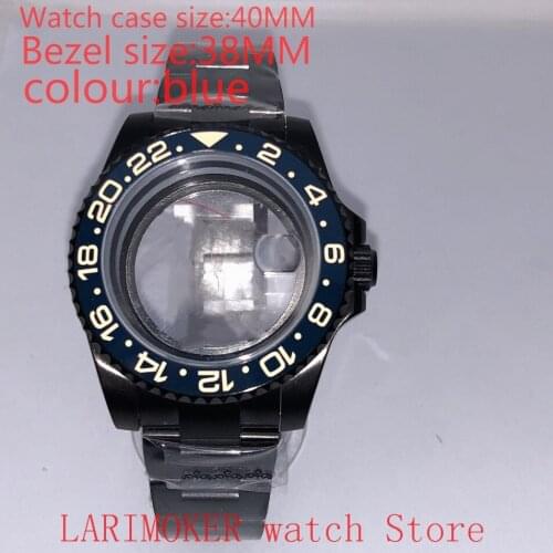 Suitable for Mingzhu Miyota 8215 40mm 904L stainless steel case, transparent black back cover, with bezel blue