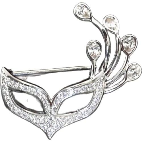 Popular Fox Mask Brooch Pin Beautiful Lady Girls Flower Collar Rhinestone Crystal For Gift Wholesale 12 Pcs