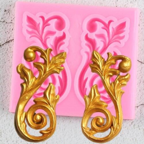 Scroll Relief Border Silicone Molds DIY Leaves Cupcake Topper Fondant Cake Decorating Tools Candy Clay Chocolate Gumpaste Moulds
