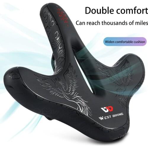 Mountain Bike Saddle with Tail Light Thicken Widen Bike Saddles Soft Comfortable Bike Hollow Cycling Sillin Bicicleta Carretera
