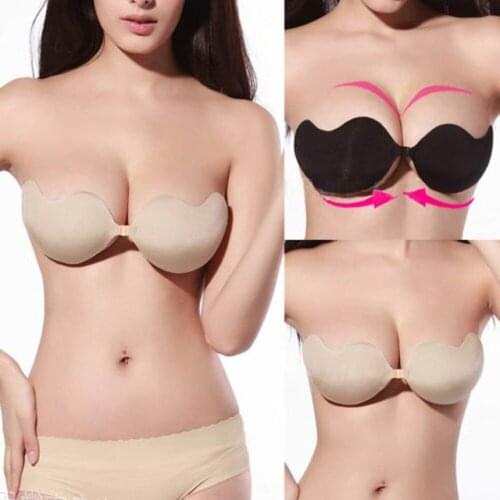 Sexy Strapless Lady Backless Silicone Invisible Bra Support Floral Dot Leopard Push Up Bra Push-Up Bras New Adhesive Breasts