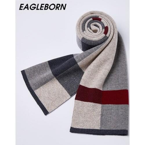 New Plaid Scarf Men Winter Striped Knitted Wool Scarf Business Men Warm 180*30cm Scarf High Quality Long Lattice Husband Gift