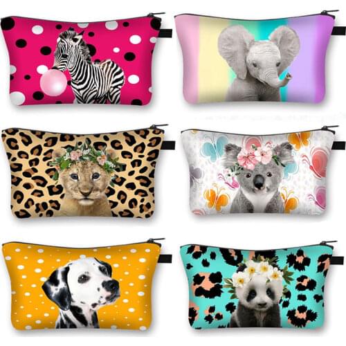 Cute Animal Elephant / Koala Cosmetic Bag Zebra Girl Travel Cosmetic Case Woman Lipstick Holder Bags Beauty Makeup Bag Gift