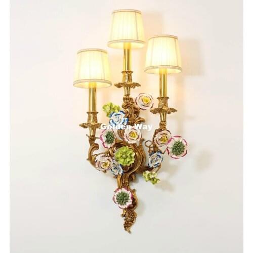 Europena Modern Golden Bronze Wall Light Copper Wall Sconce Lamp W36cm H70cm Wall Brackets Lustre for Living room Bedroom Lamps