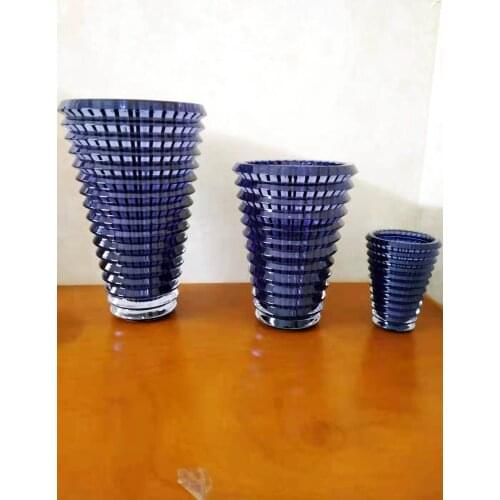 8kg 34x20cm blue crystal Transparent vase small medium oval vase gift