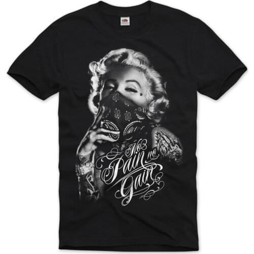 Funny Gangster Marilyn Monroe Bandana Sexy Tattoo T-Shirt. Summer Cotton Short Sleeve O-Neck Mens T Shirt New S-3XL