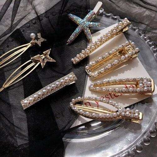 Pearl Metal Hairclips Women Hair Clip Hairpin Girls Hairpins Barrette Hairgrip Bobby Pin Hair Accessories Rhinestone Hair Clip