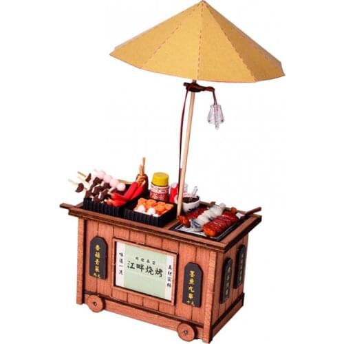 1/12 Dollhouse Miniature Wooden Barbecue Booth Roadside Booth Garden