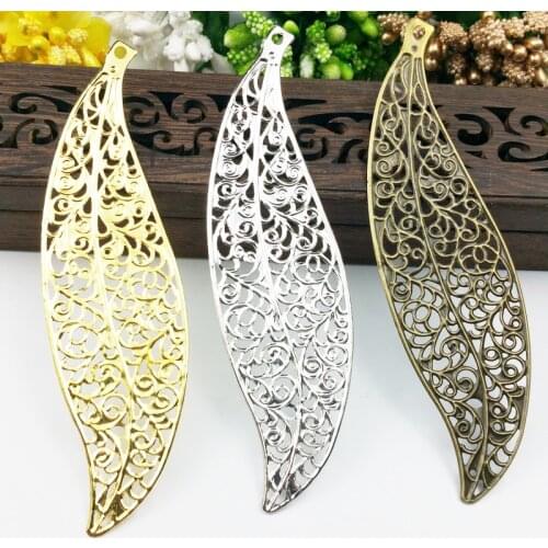 10pcs28x105mm Filigree leaf feather connectors Wraps Metal Charms For Embellishment Scrapbook DIY Jewelry Metal Craft Wraps